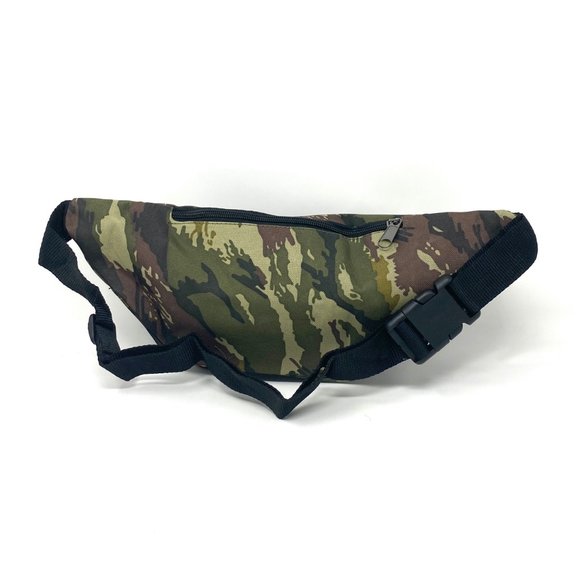 Mens FP411 Fanny Pack Poly 5 Zipper Pockets Cellphone Pouch Military Green Brown - Picture 3 of 5